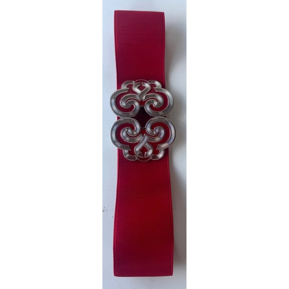 Kohls Brand Red Stretch Belt w/Metal Buckle Man Made Materials Women's Size S/M